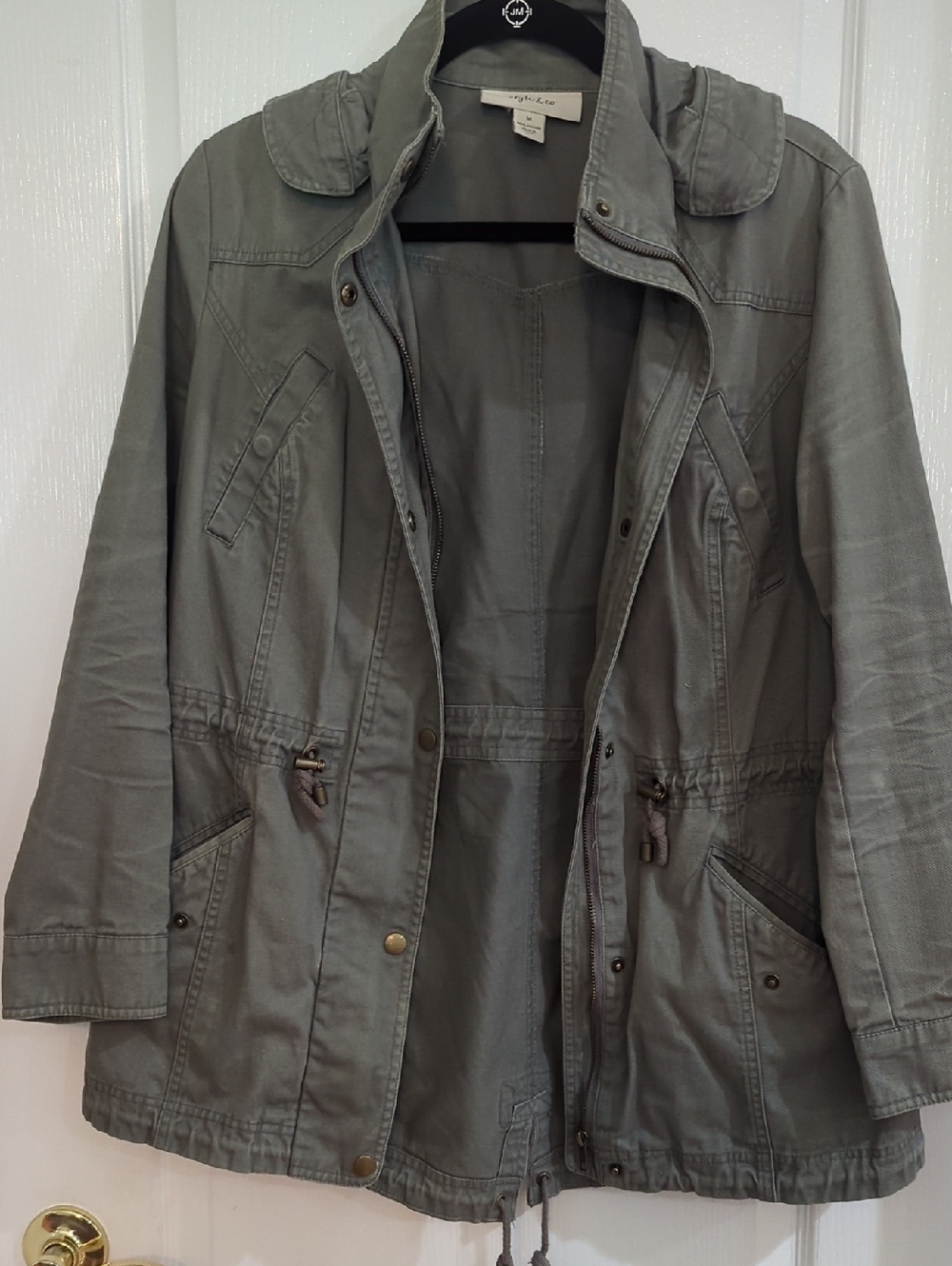 Style & Co. Olive Green Utility Jacket with Drawstring Waist
